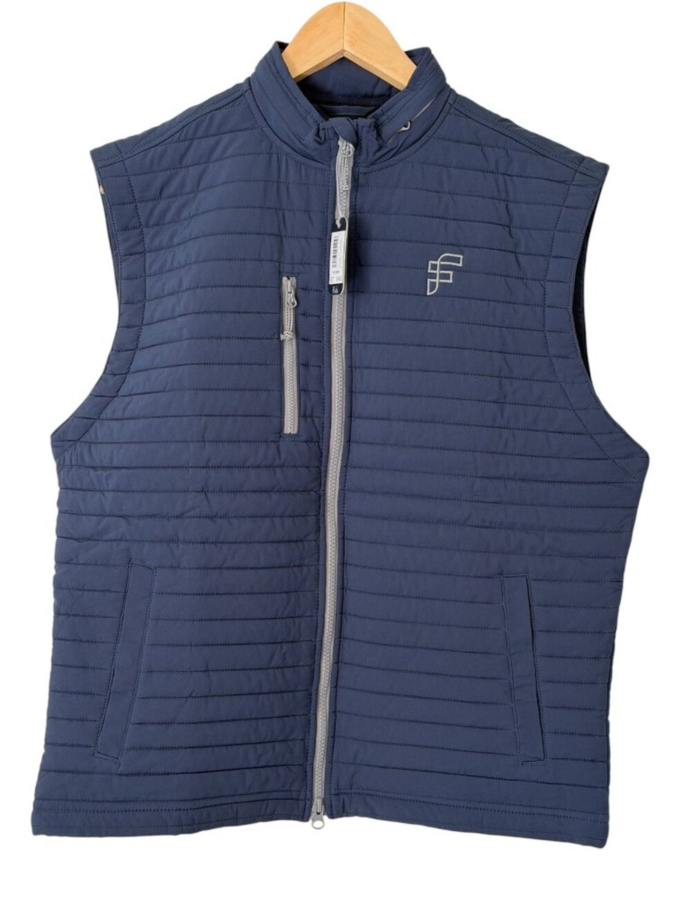 johnnie-O Crosswind Quilted Golf Prep-Formance Hood Vest Country Club Blue M